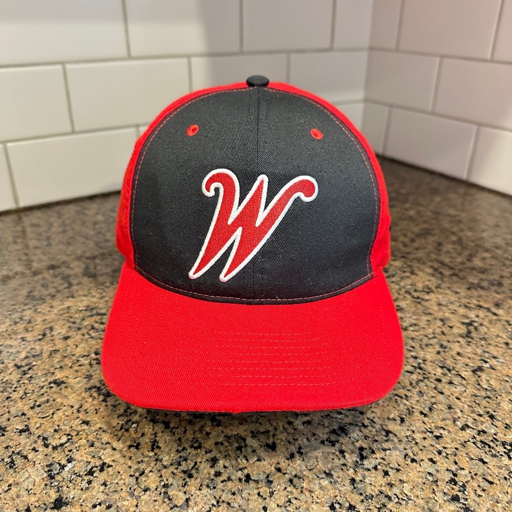 W Logo Boombah Baseball Hat Snapback Men's Red Black Cap